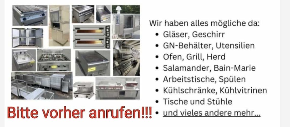 Gastro Flohmarkt Berlin Räumungsverkauf Gastronomiegeräte